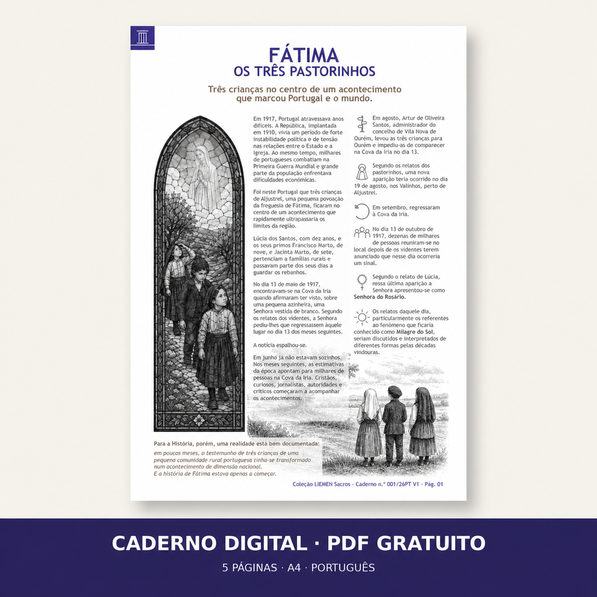 Caderno 001 — Fátima: Os Três Pastorinhos | PDF gratuito